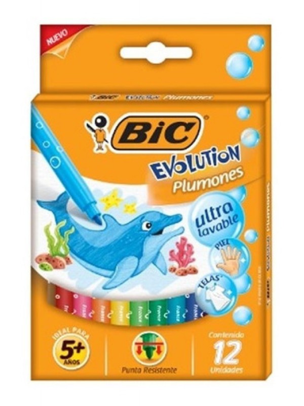 MARCADOR ESCOLAR BIC EVOLUTION PLUMONES x12