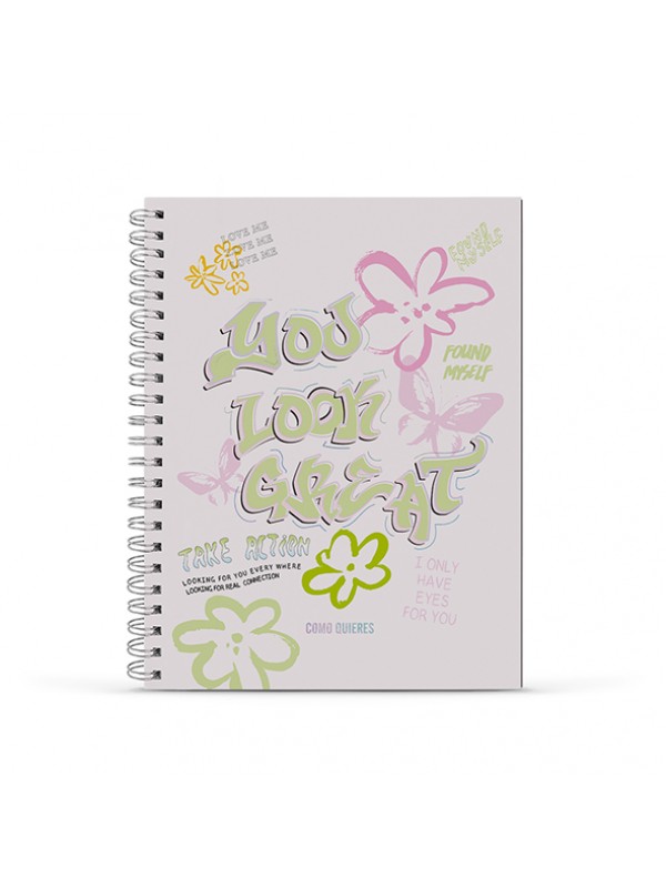 CUADERNO UNIVERSITARIO A4 TAPA DURA COMO QUIERES QUE TE QUIERA x120 HOJAS