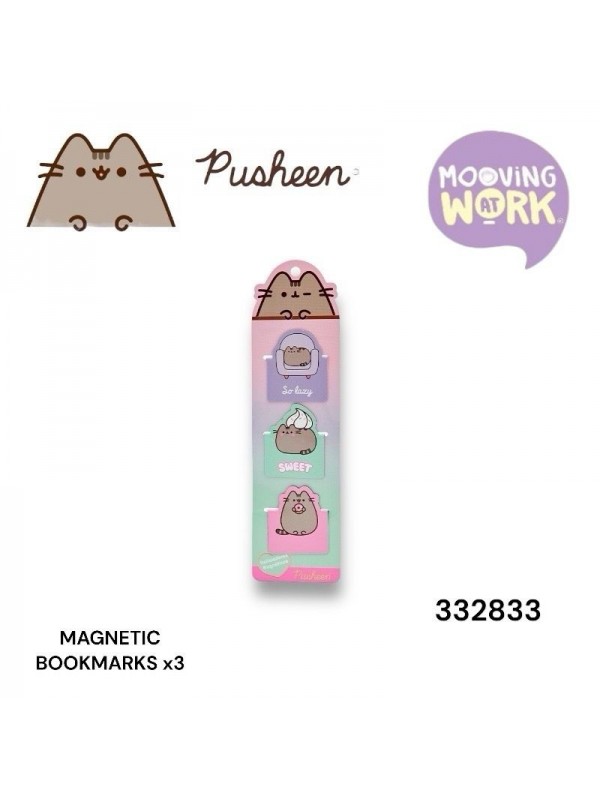 MAGNETIC BOOKMARKS x3 PUSHEEN MOOVING