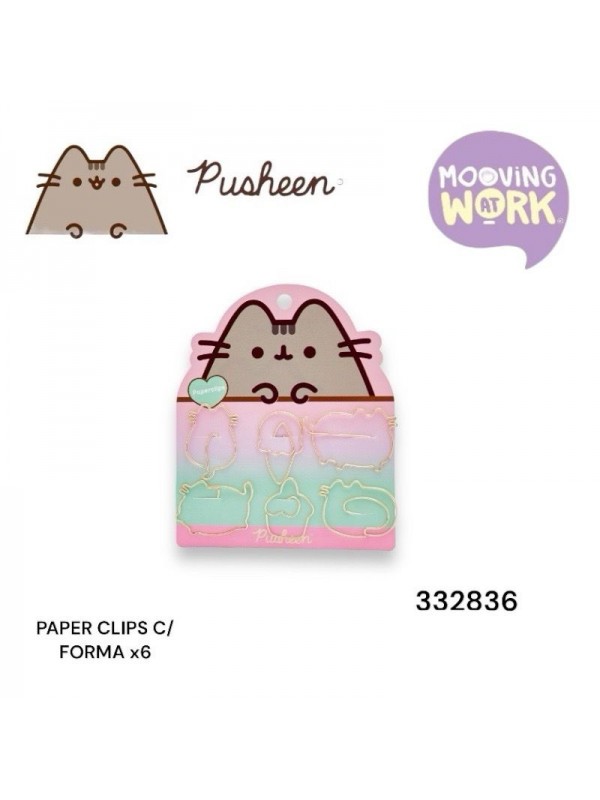 PAPER CLIPS x6 PUSHEEN MOOVING