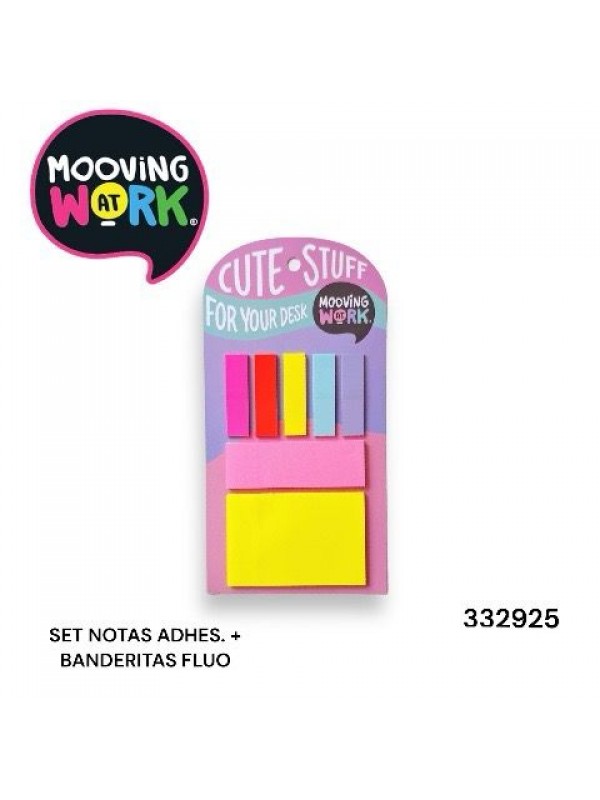 SET NOTAS ADHESIVAS + BANDERITAS FLUO MOOVINGatWORK