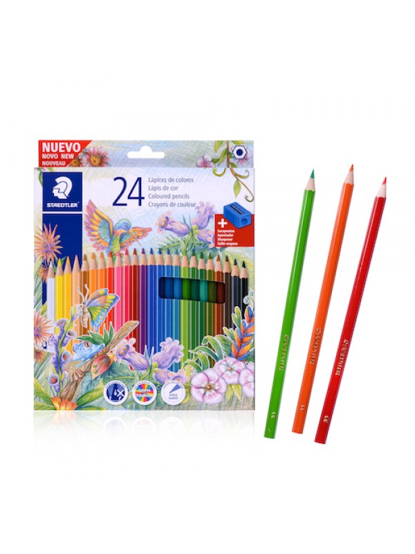 LAPICES DE COLORES STAEDTLER x24 LARGOS CON SACAPUNTAS