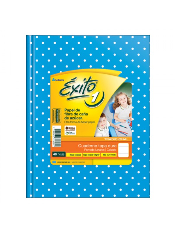 CUADERNO EXITO TAPA DURA x48 HOJAS LUNARES CELESTE