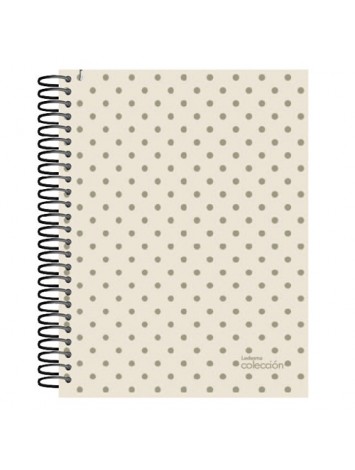 CUADERNO CON ESPIRAL 16x21 LUNARES METALIZADO x84 HOJAS