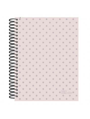 CUADERNO CON ESPIRAL 16x21 LUNARES METALIZADO x84 HOJAS