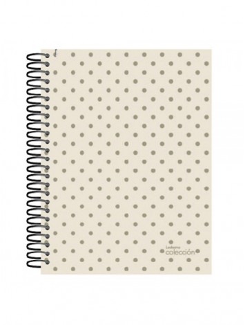 CUADERNO CON ESPIRAL 16x21 LUNARES METALIZADO x84 HOJAS