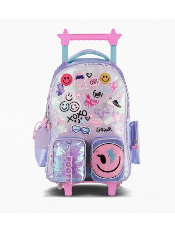 F6161 MOCHILA 18" CON CARRO FOOTY HAPPY SMILE