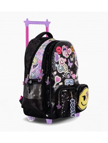 F6161 MOCHILA 18" CON CARRO FOOTY HAPPY SMILE