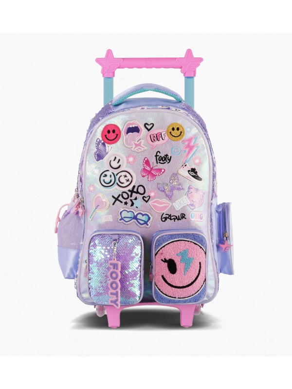 F6161 MOCHILA 18" CON CARRO FOOTY HAPPY SMILE