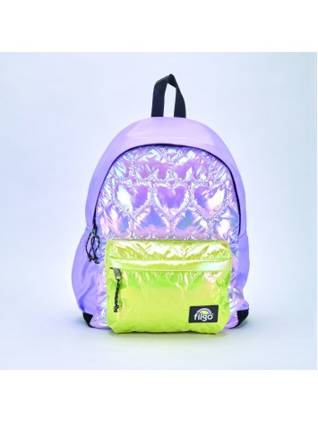 MOCHILA 17" ESPALDA KEIWAY MATELASEADA VIOLETA PASTEL FILGO