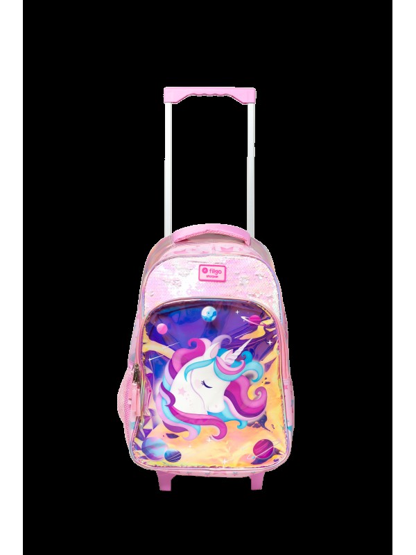 MOCHILA 18" CON CARRO UNICORNIO ROSA FILGO