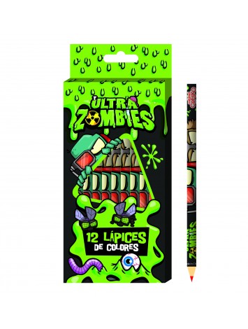 LAPICES DE COLORES ZOMBIE x12 LARGOS