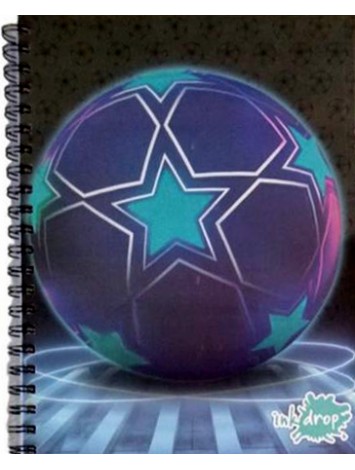 CUADERNO TAPA DURA 22x29  NEON-PELOTAS x100 HOJAS RAYADO INKDROP