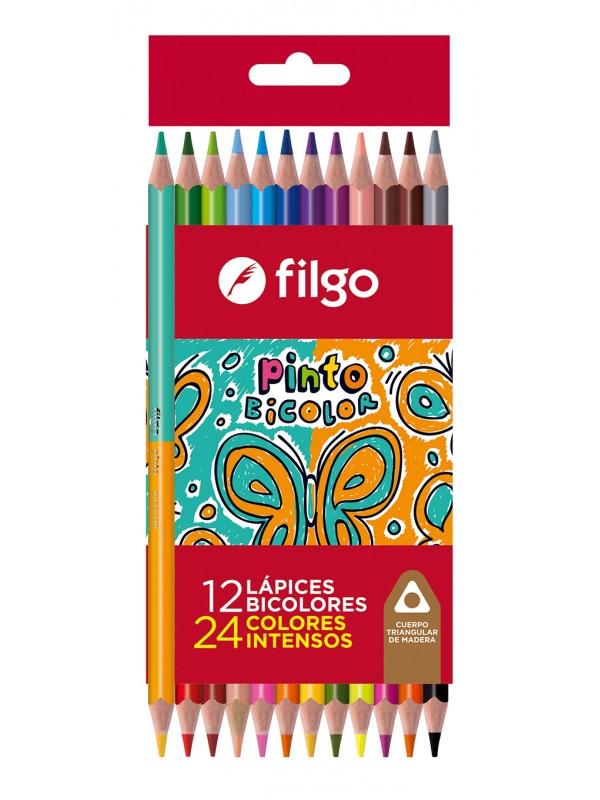 LAPICES DE COLORES FILGO BICOLOR x12 LARGO