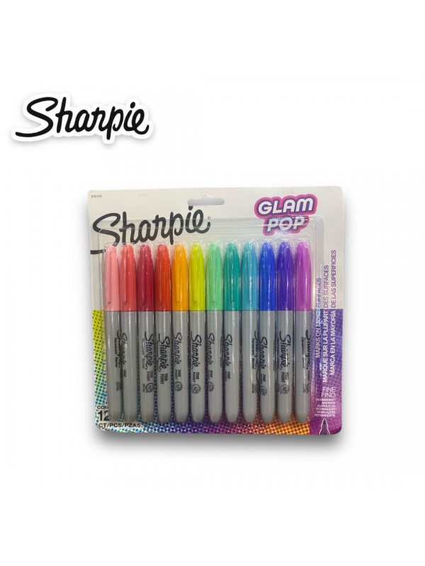 MARCADOR SHARPIE FINO GLAM POP x12 SURTIDO